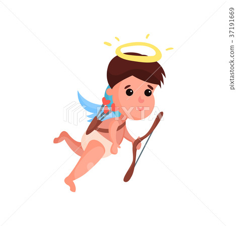 Cute little angel boy shooting a bow cartoon Cute little angel boy shooting a bow cartoon 37191669
