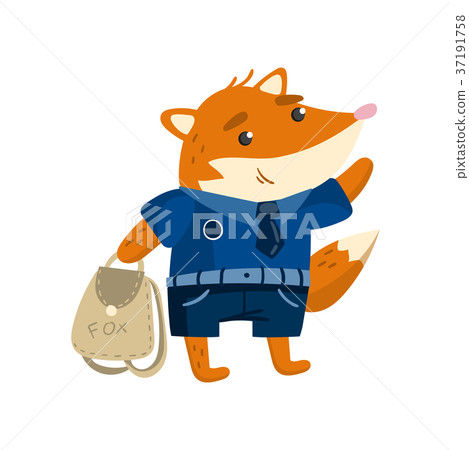 Cute funny little fox student standing with 37191758