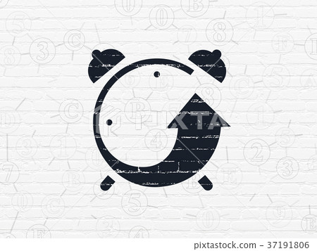 Timeline concept: Alarm Clock on wall background Timeline concept: Alarm Clock on wall background 37191806
