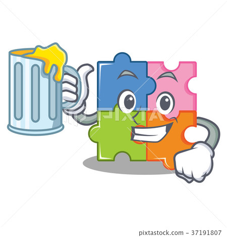 With juice puzzle mascot cartoon style With juice puzzle mascot cartoon style 37191807