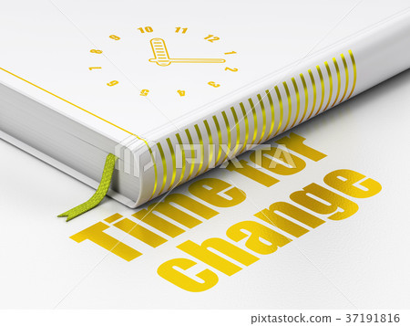 Time concept: book Clock, Time For Change on white Time concept: book Clock, Time For Change on white 37191816