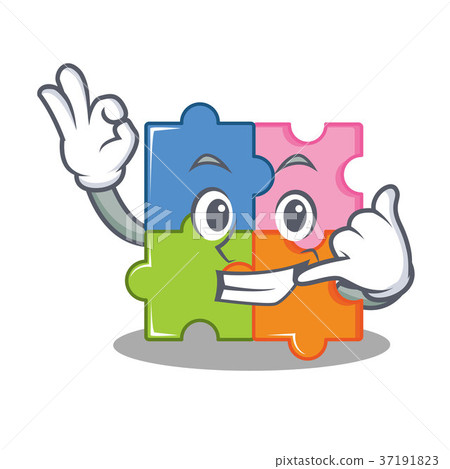 Call me puzzle mascot cartoon style 37191823