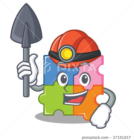 Miner puzzle mascot cartoon style 37191857