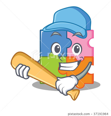 Playing baseball puzzle character cartoon style 37191964