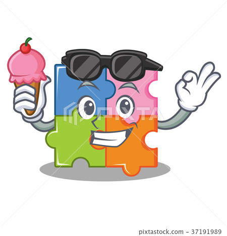 With ice cream puzzle character cartoon style With ice cream puzzle character cartoon style 37191989
