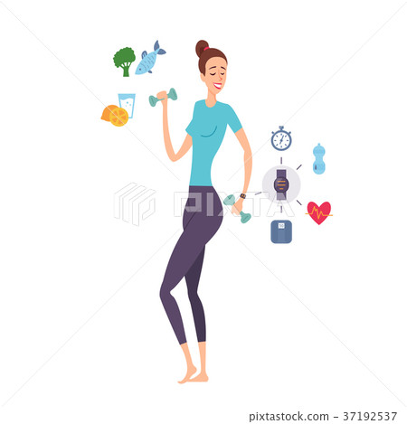 Young woman great shape exercising with dumbbells Young woman great shape exercising with dumbbells 37192537