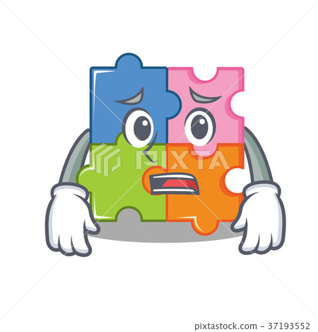 Afraid puzzle mascot cartoon style 37193552
