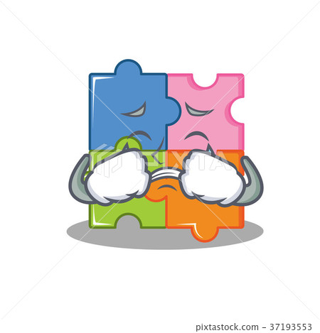 Crying puzzle mascot cartoon style Crying puzzle mascot cartoon style 37193553