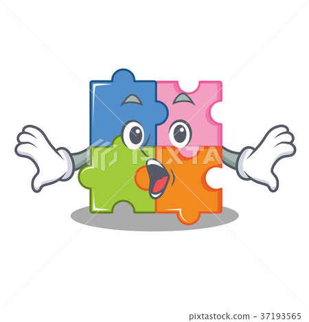 Surprised puzzle mascot cartoon style Surprised puzzle mascot cartoon style 37193565