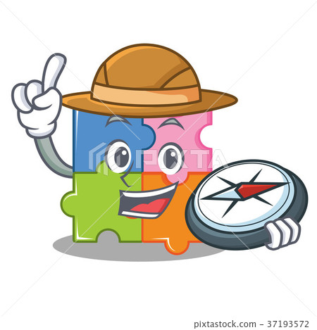 Explorer puzzle mascot cartoon style Explorer puzzle mascot cartoon style 37193572