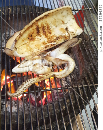 Fresh squid cook by grill on stove Fresh squid cook by grill on stove 37194852