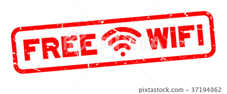 Grunge red free wifi with icon rubber seal stamp Grunge red free wifi with icon rubber seal stamp 37194862