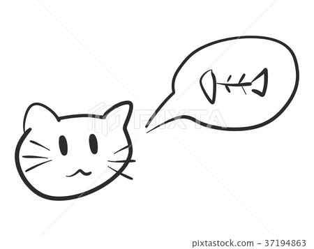 Black doodle hand drawing in cat think about fish Black doodle hand drawing in cat think about fish 37194863