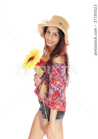 Beautiful woman with a sunflower Beautiful woman with a sunflower 37195023