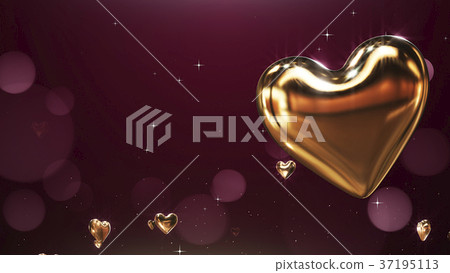 Flying golden hearts on a claret background Flying golden hearts on a claret background 37195113