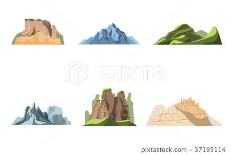 Cartoon Color Nature Landscapes Mountains Set Cartoon Color Nature Landscapes Mountains Set 37195114