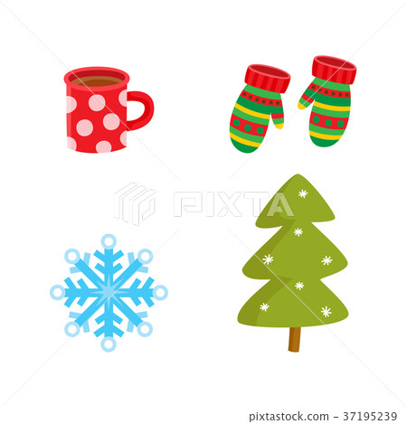 Vector flat winter symbols icon set Vector flat winter symbols icon set 37195239