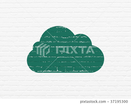 Cloud technology concept: Cloud on wall background 37195300