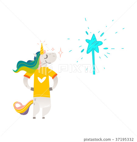 Vector cartoon unicorn character isolated Vector cartoon unicorn character isolated 37195332