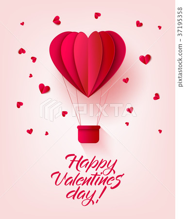 Vector happy valentines day hot air heart balloon - Stock Illustration ...