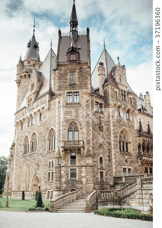 old Polish castle in the village of moszna 37196360