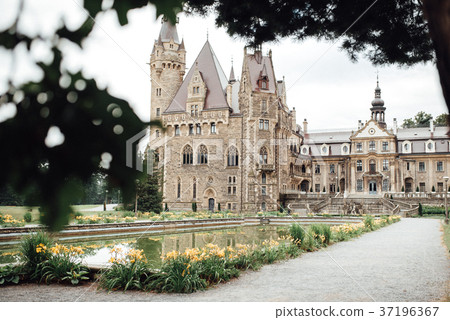old Polish castle in the village of moszna old Polish castle in the village of moszna 37196367