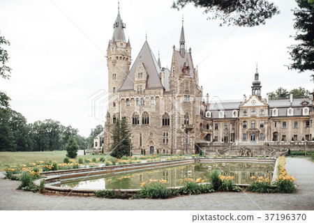 old Polish castle in the village of moszna 37196370