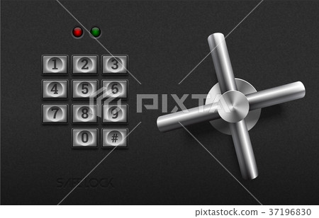 Realistic safe lock metal element textured black 37196830