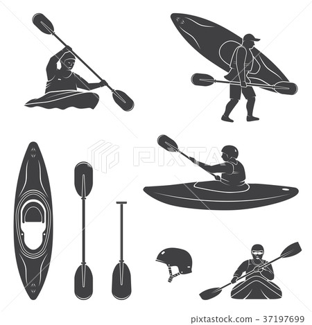 Set of extrema water sports equipment, kayaker and 37197699