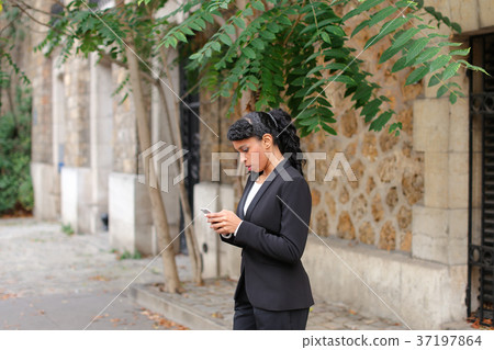 Beloved mulatto girl writing message with 37197864