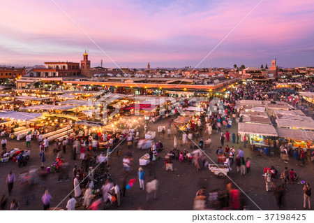 Jamaa el Fna market square in sunset, Marrakesh Jamaa el Fna market square in sunset, Marrakesh 37198425