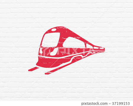 Vacation concept: Train on wall background Vacation concept: Train on wall background 37199153