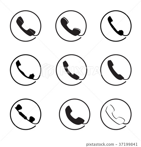 Retro phone set. Call handset sign. Contact icon 37199841