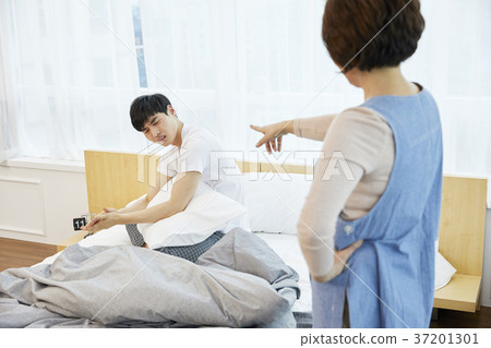 母親，兒子，生活，住房，韓國人 37201301