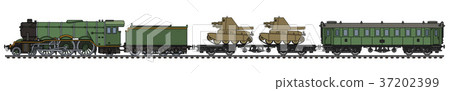 The vintage military steam train The vintage military steam train 37202399