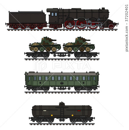 The vintage military steam train The vintage military steam train 37202401