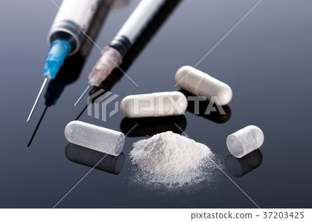 RF photo - medical object Isolated shot in studio.medicine, drug, remedy, syringe, stethoscope 077 37203425