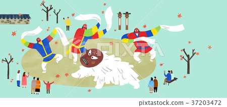 Vector of an outdoor performance, people who enjoy performance 003 Vector of an outdoor performance, people who enjoy performance 003 37203472