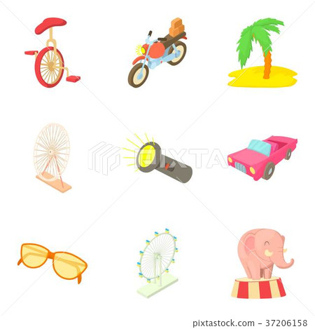 Locale icons set, cartoon style 37206158