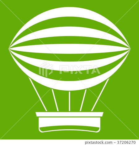 Striped retro hot air balloon icon green Striped retro hot air balloon icon green 37206270