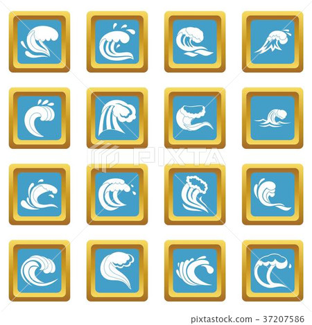 Sea waves icons azure 37207586