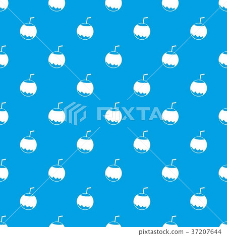 Coconut with straw pattern seamless blue Coconut with straw pattern seamless blue 37207644