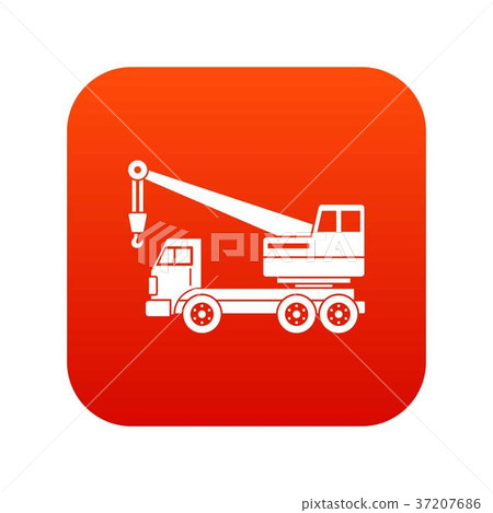 Truck crane icon digital red Truck crane icon digital red 37207686