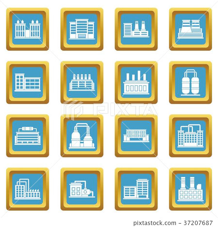 Industrial building icons azure 37207687