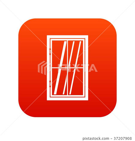 Closed window icon digital red 37207908