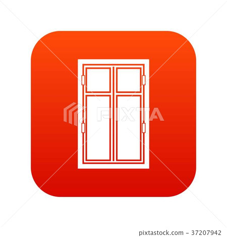 Wooden window icon digital red - Stock Illustration [37207942] - PIXTA