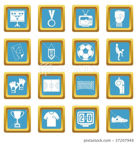 Soccer football icons azure 37207948
