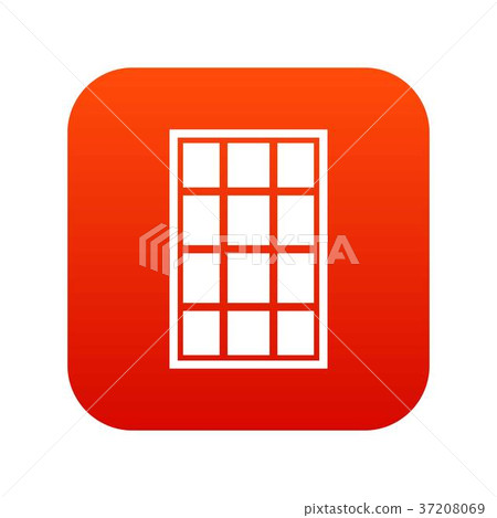White arched window icon digital red - Stock Illustration [37208069 ...