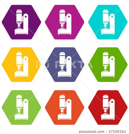 Blacksmith automatic hammer icon set color hexahedron Blacksmith automatic hammer icon set color hexahedron 37208162