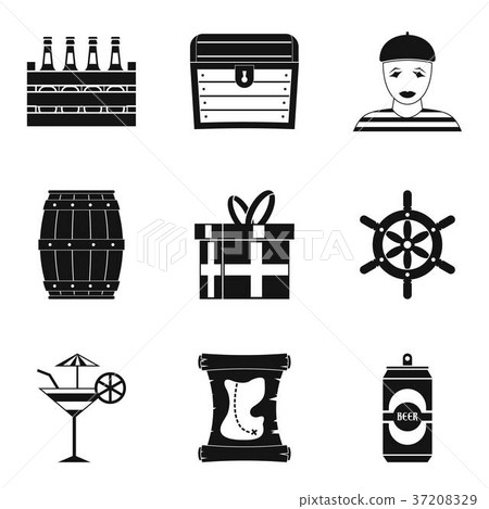 Saloon icons set, simple style 37208329